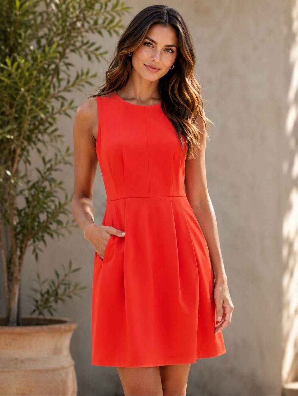 Madewell Red Dress fit flare sleeveless  Scoop Neck red knit mini classic  Sz 6